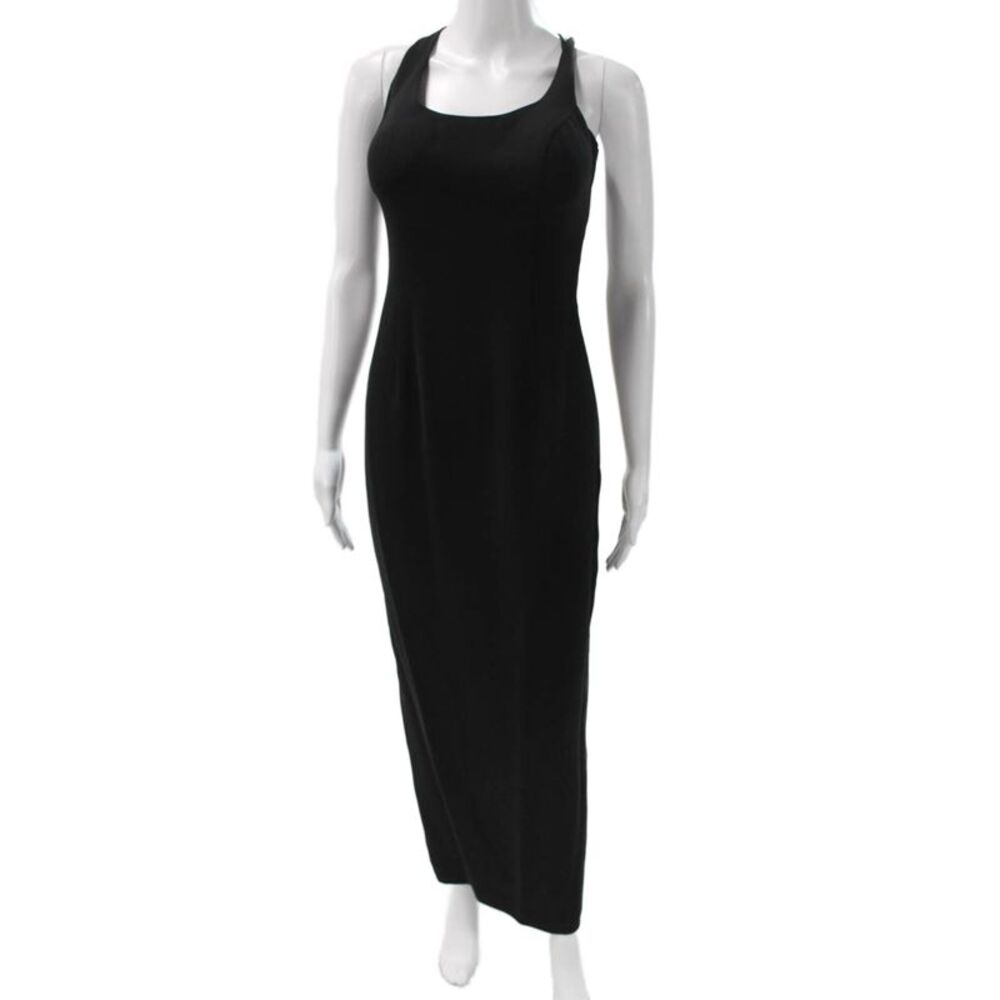 Andrea Polizzi Women Maxi Halter Black Acetate Dress Zip Size 2